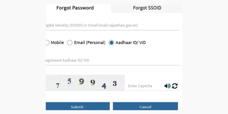 SSO-pasword recover via Aadhaar IDVID
